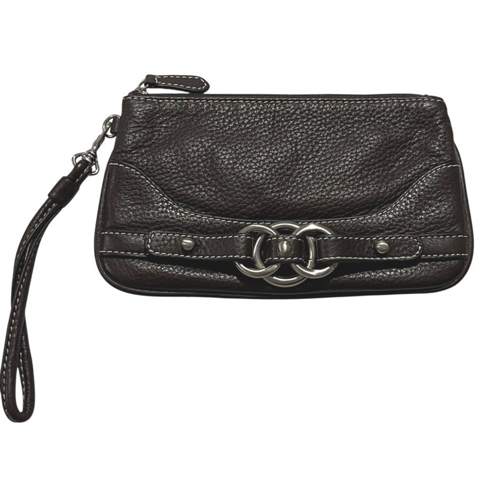 Wilson's Leather Purse Pouch/Wallet Brown Silver Tone Metal